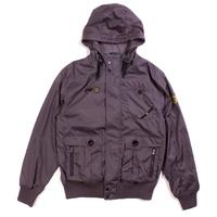 Nicholas Deakins Ash Grey Military Style Hooded Bomber Jacket