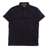 Nicholas Deakins Black Double Tipped Soft Cotton Polo