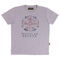 Nicholas Deakins Grey Rose Logo Union Jack T-Shirt