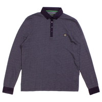 Nicholas Deakins Navy Melange Long Slevee Polo