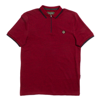Nicholas Deakins Red Melange Quarter Zip Polo