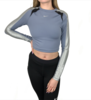 Nike Pro Womens Lilac and Silver Dri Fit Long Sleeve Crop Top