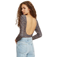 Oh My Love Leopard Scoop Neck Long Sleeve Bodysuit