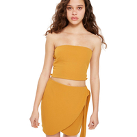 Oh My Love Mustard Yellow Cross Back Detail Crop Top