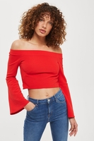 Oh My Love Red Flared Sleeve Crop Top