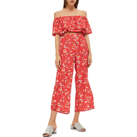 Oh My Love Red Floral Print Trousers