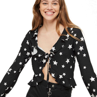 Oh My Love Star Print Blouse Top