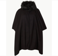 Originally Made For M&S Black Faux Fur Pancho