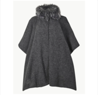 Originally Made For M&S Charcoal Faux Fur Pancho