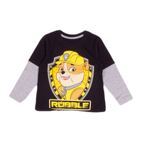 Paw Patrol Black KIDS "Rubble Shield" Long Sleeve T-Shirt