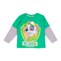 Paw Patrol Green/Grey KIDS "Rocky Shield" Long Sleeve T-Shirt