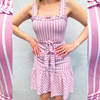 Pink Stripe Frill Hem Dress