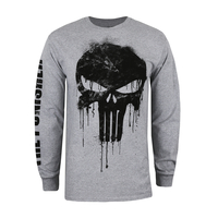 Punisher Skull Grey Heather Long Sleeve T-Shirt