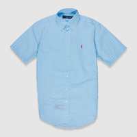 Ralph Lauren Aqua Crinkle Searsucker Gingham Shirt