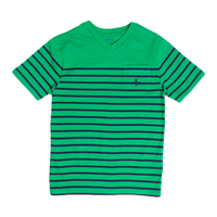 Ralph Lauren BOYS Green Stripe Pocket V-Neck T-Shirt