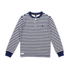 Ralph Lauren KIDS Navy/White Striped Grandad Collar T-Shirt