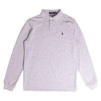 Ralph Lauren Long Sleeve Grey Heather Custom Slim Polo