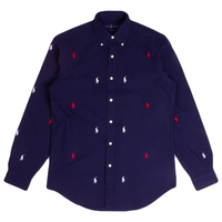 Ralph Lauren Navy W/ White & Red Multi Horse Shirt