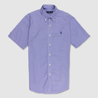 Ralph Lauren White / Black / Blue Grid Check Short Sleeve Stretch Shirt