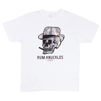 Rum Knuckles White Camo Skull Print T-Shirt