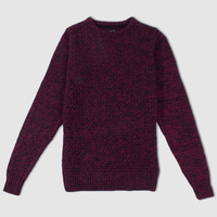 The Fresh Brand Wine Mottled Basket Weave Jumper