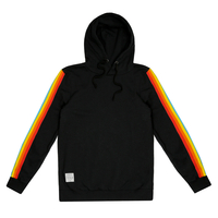 Varsity Rainbow Stripe Ladies Black Hoodie