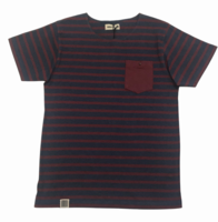 Wemoto Nelson Navy Blue and Burgundy Melange Striped T-Shirt