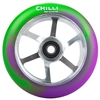 CH 6 Spoked 110mm Metal Core Scooter Wheel and Bearings - Purple/Green/Silver