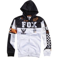 Covert Zip Front Fleece Hoody - White