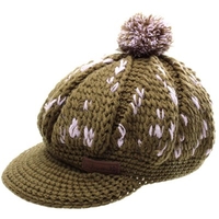 Double Take Visor Pom-Pom Beanie - Fatigue/Lavender