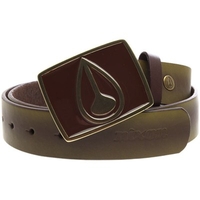 Enamel Icon Buckle Leather Belt - Distressed Brown/Brown
