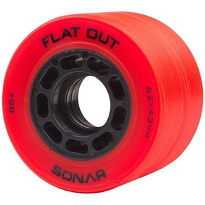 Sonar Flat Out 62mm/88a Roller Skate Wheels- Red
