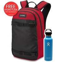 URBN Mission 22L Backpack - Crimson Red + FREE DAKINE HYDRO FLASK