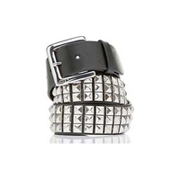 Vstud Leather Belt - Black/Silver