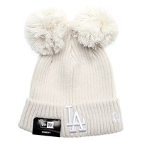 Womens Double Pom Cuff Beanie - LA Dodgers