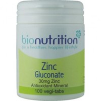 Bionutrition Zinc Gluconate 30mg Zinc 100 Tablets