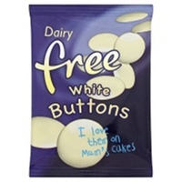 humdinger Dairy Free White Choc Buttons 25g