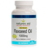Natures Aid Organic Flaxseed Oil 1000mg Cold Pressed (Omega 3,  6 + 9) 90 Capsules