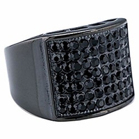 - micropave pinky ring iced cubic zirconia 18k black gold-plated stainless steel wedding band