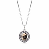 - pug charm necklace for women - silver circle charm 18 inch necklace with cubic zirconia jewelry