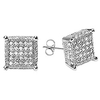 0.55 carat (ctw) round diamond dice shape mens iced stud earrings 1/2 ct,  sterling silver
