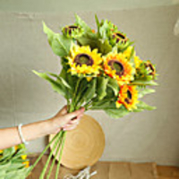1 Branch Artificial Flower Polyester Wedding Flowers Bouquet Tabletop Flower Sunflowers Simulation Flowers
