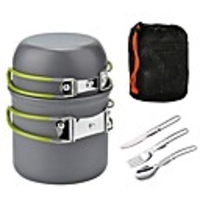 1 L Cookware Sets Multi layer Travel Aluminum Alloy for 1 - 2 person Outdoor Camping Travel Orange Green