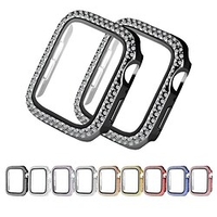 1 Pack Watch Case with Screen Protector Compatible with Apple iWatch Series 7 / SE / 6/5/4/3/2/1 Scratch Resistant Ultra-thin Bling Diamond Tempered Glass / Hard PC Watch Cover miniinthebox