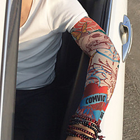 1 Pair Cycling Sleeves Sun Sleeves Compression Sleeves Pattern 3D Tattoo Printed Fashion UPF 50 Sunscreen UV Resistant Bike Dark Grey GrayWhite PinkGreen Spandex for Unisex Adults