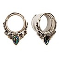 (1 pair popular sea-shell stainless-steel ear plugs tunnels gauges stretcher piercings