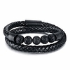 1 pcs 7 chakra lava rock bracelet healing balancing genuine leather bracelets with magnetic clasp for men (volcanic stone)