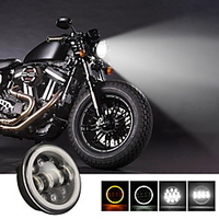 1 Pcs Motorcycles Headlight 6000K White Super Bright Round LED Projection Headlight For Motorcycle LED Working Spot Light Black