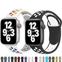 1 pcs Smart Watch Band for Apple iWatch Apple Watch Series 7 / SE / 6/5/4/3/2/1 Sport Band Silicone Multi-colors Rainbow Replacement Wrist Strap miniinthebox