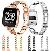 1 pcs Smart Watch Band for Fitbit Versa 2 / Versa / Versa Lite Stainless Steel Smartwatch Strap Diamond Multi-colors Bling Diamond Jewelry Bracelet Replacement Wristband miniinthebox